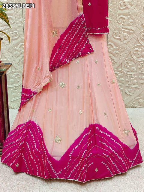 KcPc New Traditional Wear Leheriya Style Lehenga in Chinon Fabric GSM
