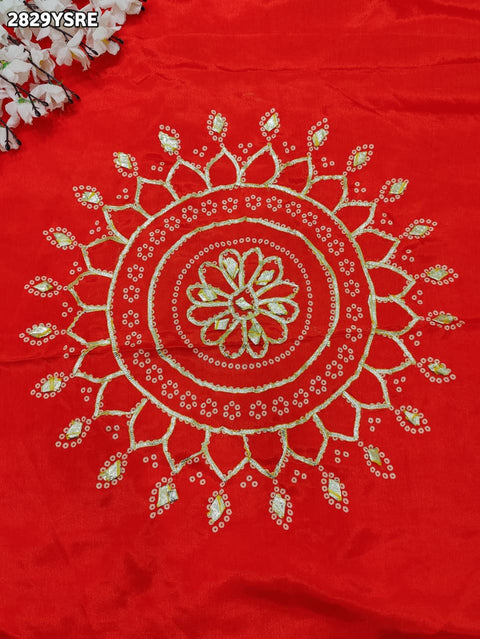KcPc New Royal Modal Silk Gaji Bandhani Saree with Gota Patti Work  SWA