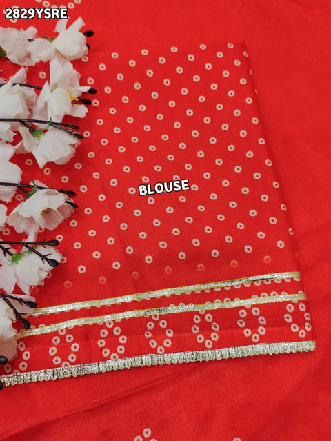 KcPc New Royal Modal Silk Gaji Bandhani Saree with Gota Patti Work  SWA