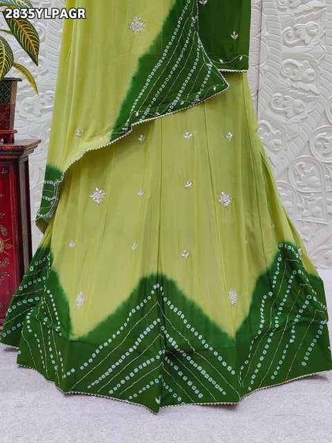 KcPc New Charming Chinon Leheriya Lehenga with Golden Gota Patti Touch GSM