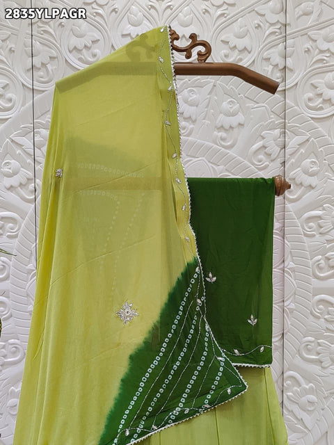 KcPc New Charming Chinon Leheriya Lehenga with Golden Gota Patti Touch GSM