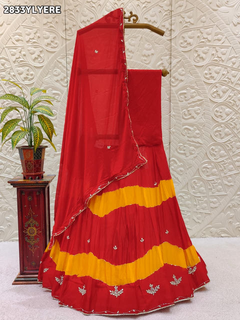 KcPc New Traditional Style Silk Lehenga with Handcrafted Cutdana Embellishment GSM