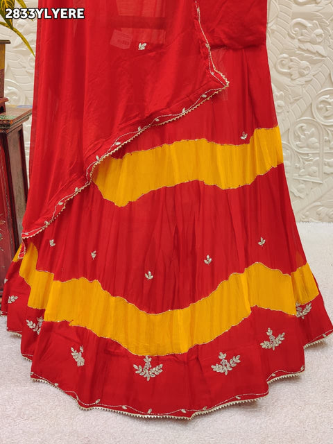 KcPc New Traditional Style Silk Lehenga with Handcrafted Cutdana Embellishment GSM