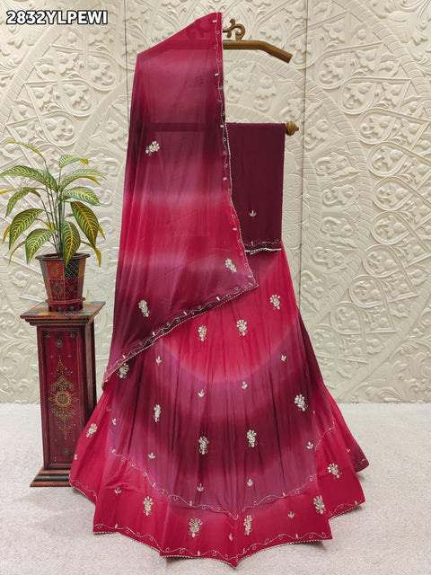 KcPc New Stylish Handcrafted Chinon Silk Lehenga GSM