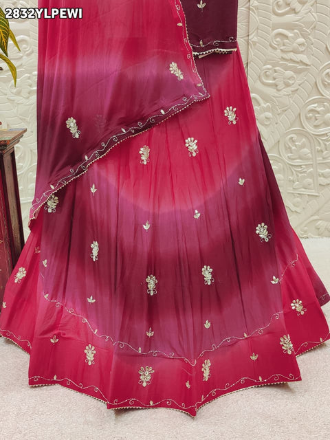 KcPc New Stylish Handcrafted Chinon Silk Lehenga GSM