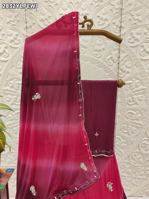 KcPc New Stylish Handcrafted Chinon Silk Lehenga GSM