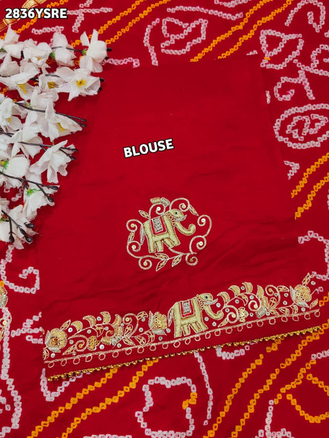 KcPc New Royal Gaji Silk Bandhani Saree with Zardozi Work for Weddings SRN