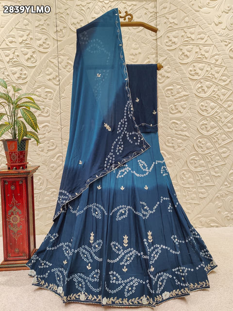 KcPc New Designer Chinon Bandhani Lehenga with Handcrafted Gota Patti Work GSM