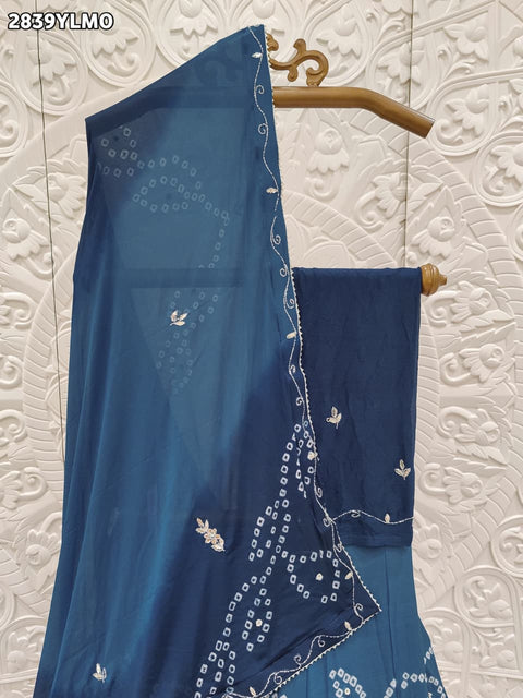 KcPc New Designer Chinon Bandhani Lehenga with Handcrafted Gota Patti Work GSM