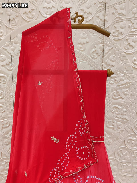 KcPc New Handworked Gota Patti Lehenga in Chinon Bandhani Design GSM
