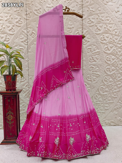 KcPc New Traditional Chinon Lehenga with Bandhani Work & Gota Patti Touch GSM