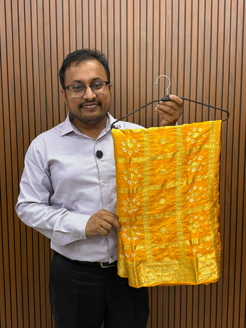 KcPc New Beautiful Silk Bandhani Dupatta with Handmade Work