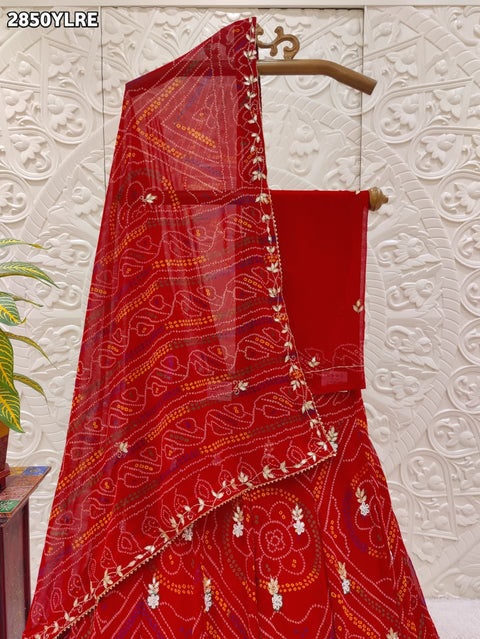 KcPc New Traditional Jaipuri Chunri Style Lehenga in Georgette Fabric RTK