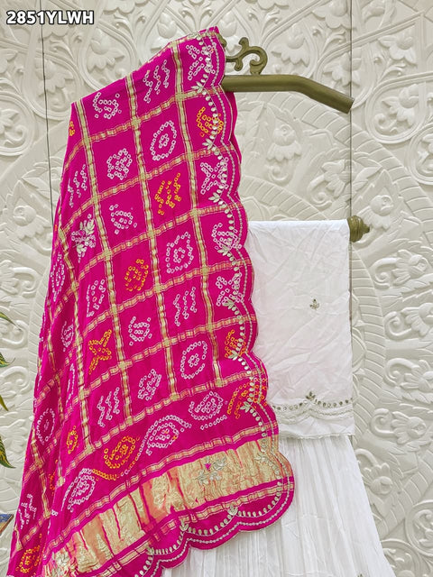 KcPc New Udapa Silk Bandhani Lehenga with Cutdana & Gota Patti Work RTK