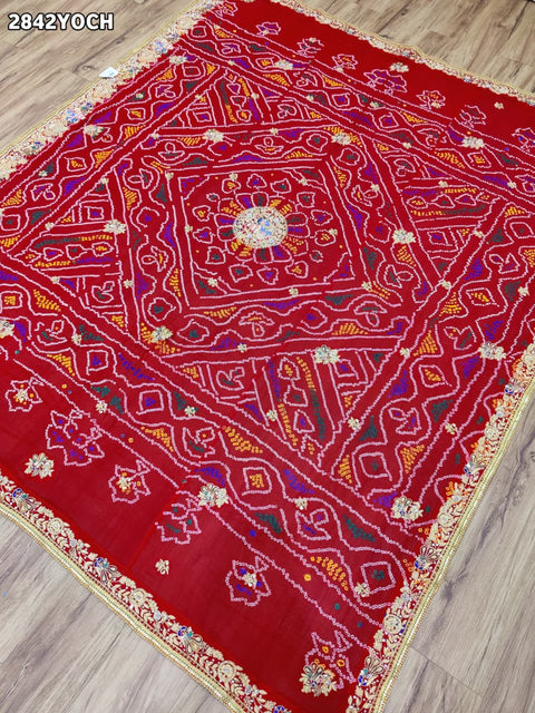 KcPc New Traditional Pila Chunri in Ojariya Fabric with Zardoji Embellishment MNL
