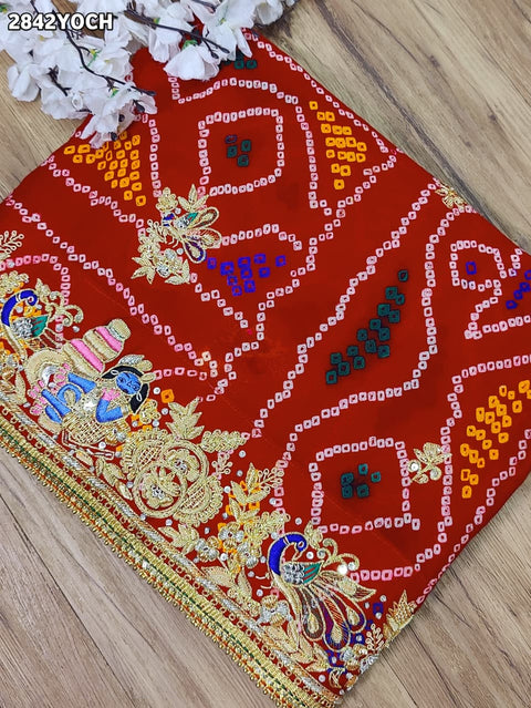 KcPc New Traditional Pila Chunri in Ojariya Fabric with Zardoji Embellishment MNL