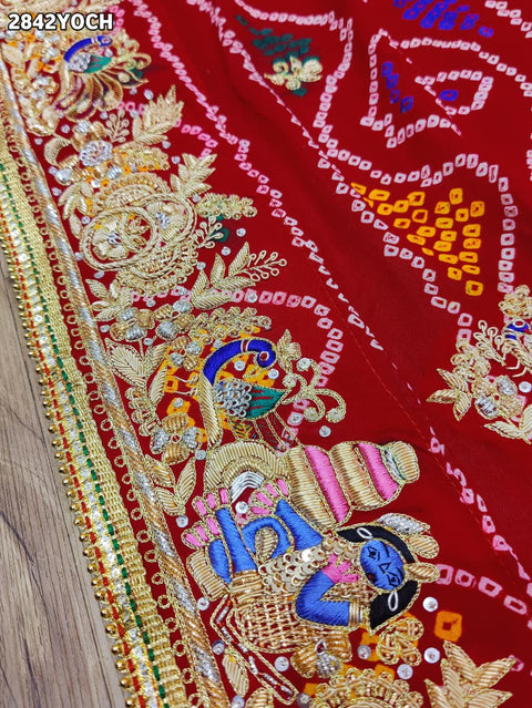 KcPc New Traditional Pila Chunri in Ojariya Fabric with Zardoji Embellishment MNL