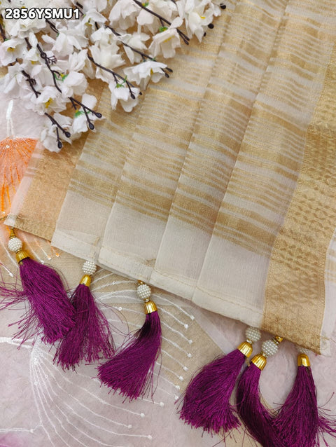 KcPc New Tissue Silk Printed Saree with Elegant Zari Border SWA