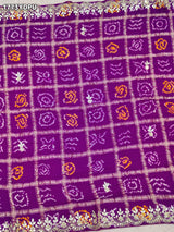 KcPc New Traditional Gaji Silk Bandhani Dupatta with Gota Patti Embellishment AMT