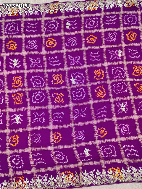 KcPc New Traditional Gaji Silk Bandhani Dupatta with Gota Patti Embellishment RG