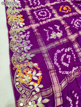 KcPc New Traditional Gaji Silk Bandhani Dupatta with Gota Patti Embellishment AMT