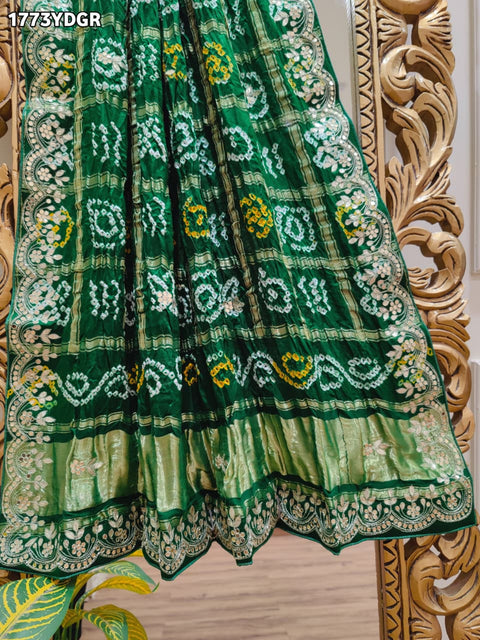 KcPc New Classic Bridal Gaji Silk Dupatta with Traditional Bandhani Style RG