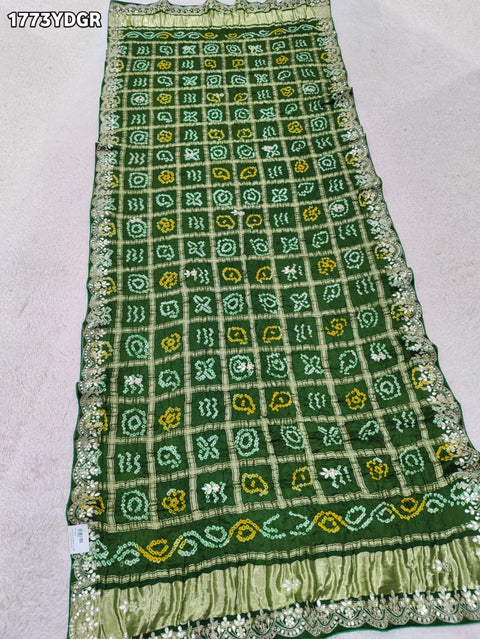 KcPc New Classic Bridal Gaji Silk Dupatta with Traditional Bandhani Style RG