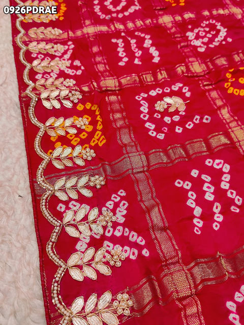 KcPc New Elegant Gaji Silk Dupatta Bandhani Design for Bridal Look RG