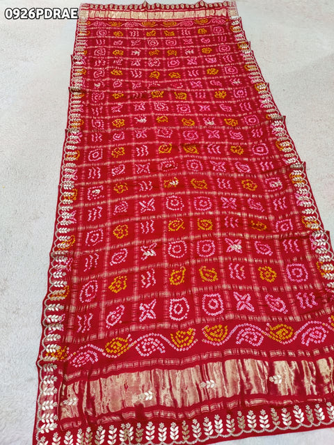KcPc New Elegant Gaji Silk Dupatta Bandhani Design for Bridal Look RG