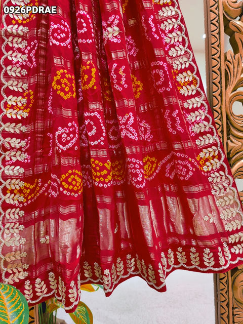 KcPc New Elegant Gaji Silk Dupatta Bandhani Design for Bridal Look RG