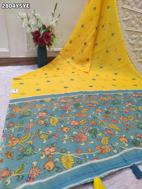 KcPc New Stylish Kalamkari Soft Cotton Saree for Everyday & Festival Occasions ASH