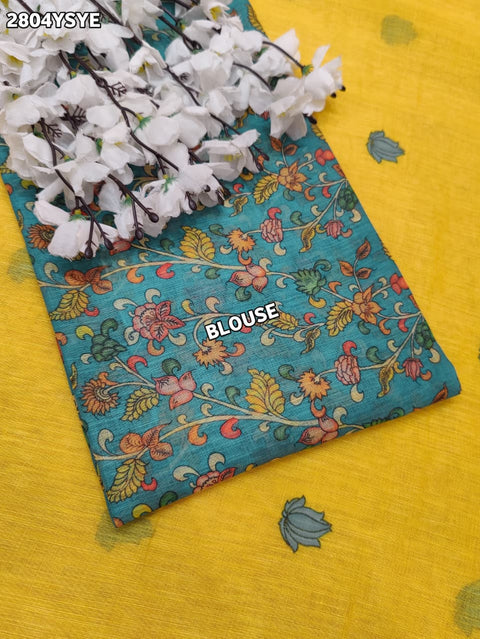 KcPc New Stylish Kalamkari Soft Cotton Saree for Everyday & Festival Occasions ASH