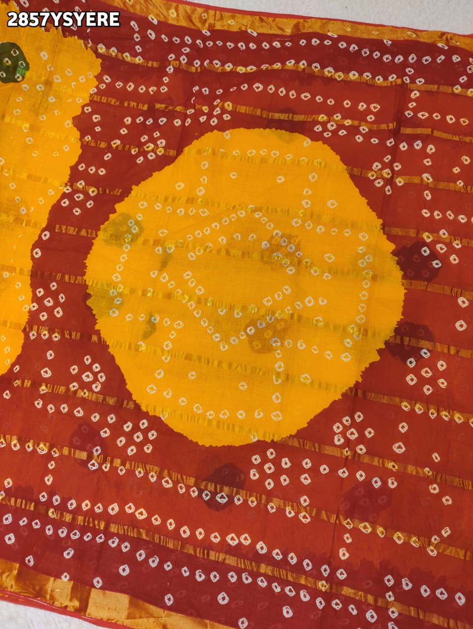 By Ghatchola Saree With Bikaneri bandhej Work 