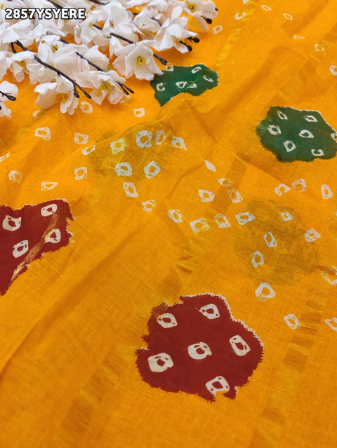 KcPc New Elegant Cotton Ghatchola Saree with Bikaneri Bandhej Work KC