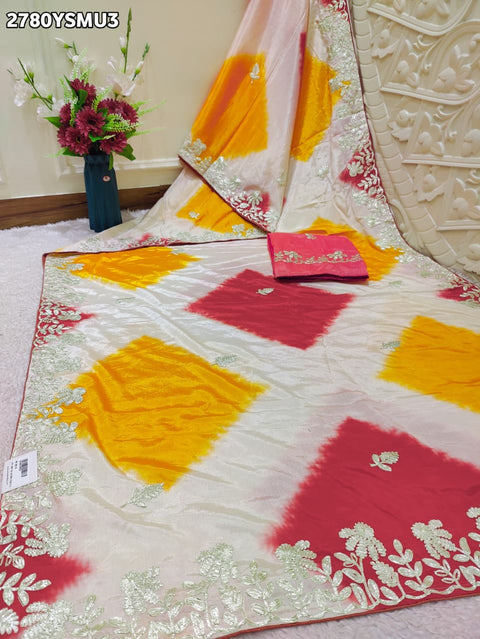 KcPc New Exclusive Party Wear Tie & Dye Saree with Gota Patti Border SWA