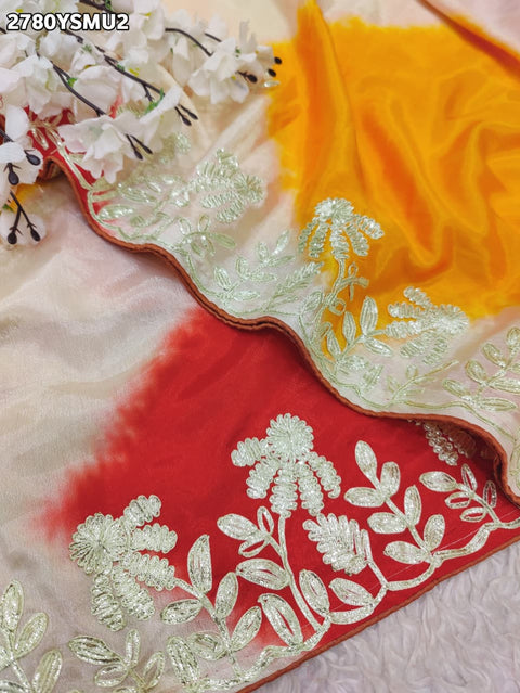 KcPc New Designer Tie & Dye Saree with Rich Gota Patti Embellishment SWA