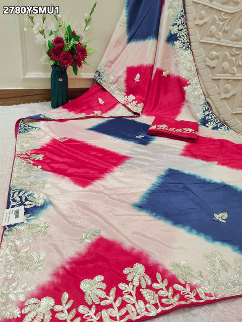 KcPc New Elegant Kite Tie & Dye Saree with Traditional Gota Patti Work SWA