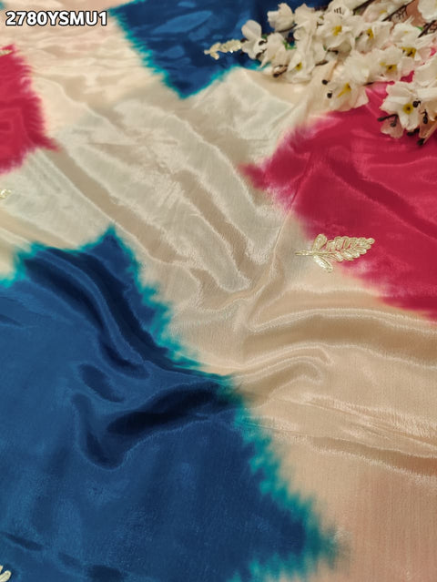 KcPc New Elegant Kite Tie & Dye Saree with Traditional Gota Patti Work SWA