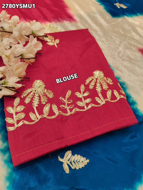 KcPc New Elegant Kite Tie & Dye Saree with Traditional Gota Patti Work SWA
