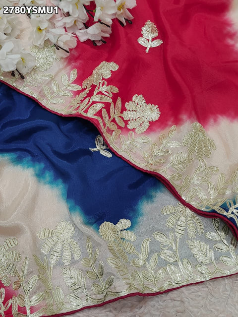 KcPc New Elegant Kite Tie & Dye Saree with Traditional Gota Patti Work SWA