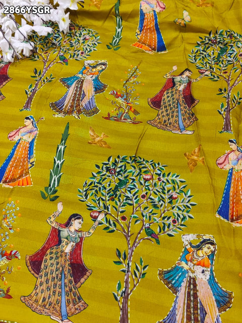 KcPc New Elegant Tussar Silk Kalamkari Saree with Tharad Tari Work SVD
