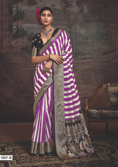 KcPc New Traditional Ajrakh Style Saree with Zari Border on Munga Silk STR