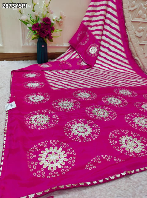 KcPc New Bandhani Print Saree with Gota Patti on Crepe Silk GAN