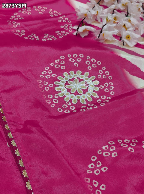 KcPc New Bandhani Print Saree with Gota Patti on Crepe Silk GAN