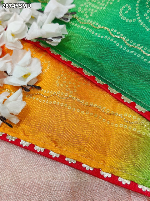 KcPc New Trendy Jute Silk Bandhani Saree for Daily Wear GAN