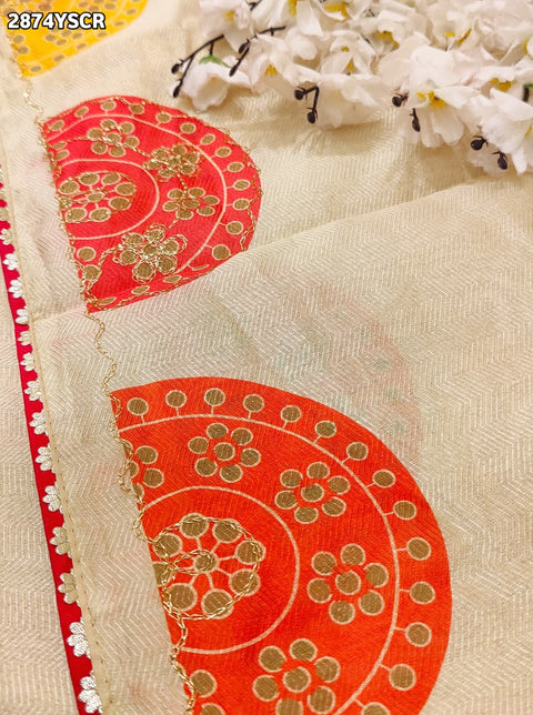 KcPc New Elegant Jute Silk Bandhani Casual Saree GAN