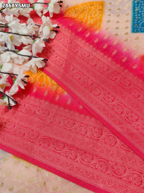 KcPc New Elegant Banarasi Bandhani Silk Saree for Casual Wear GAN