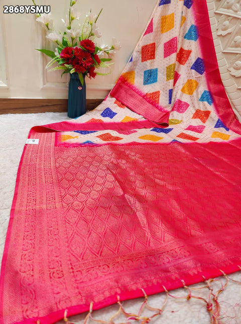 KcPc New Elegant Banarasi Bandhani Silk Saree for Casual Wear GAN