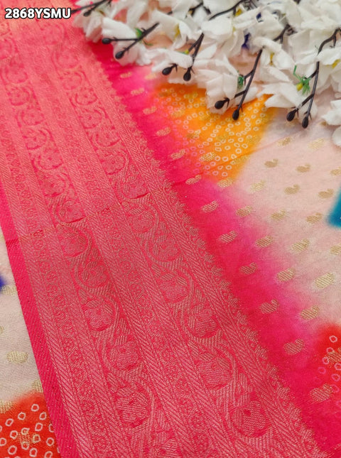 KcPc New Elegant Banarasi Bandhani Silk Saree for Casual Wear GAN