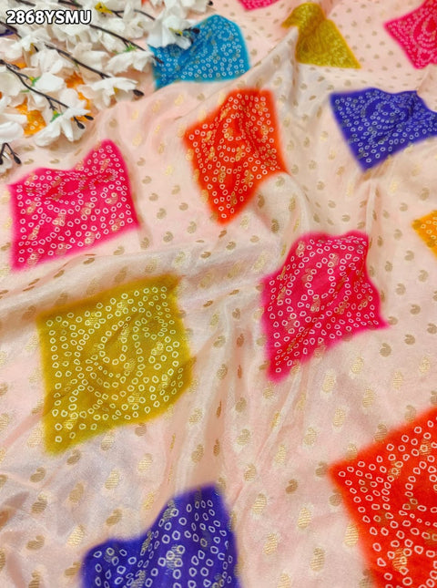 KcPc New Elegant Banarasi Bandhani Silk Saree for Casual Wear GAN